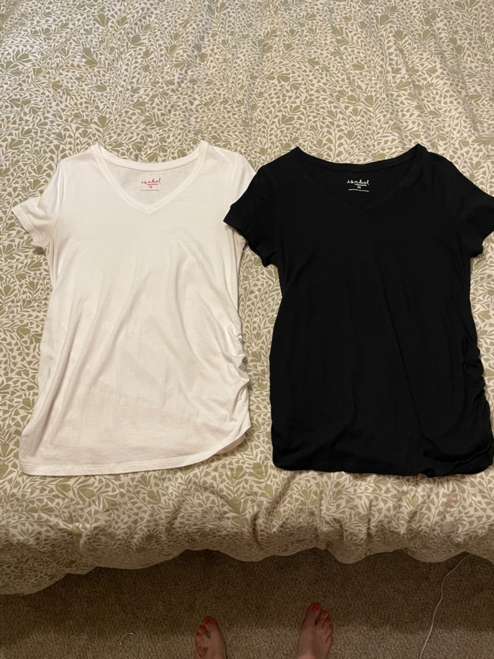 Isabel Maternity by Ingrid & Isabel Short Sleeve V-Neck Tee - White & Black